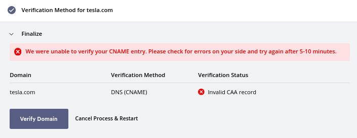 [1] Invalid CCA Record