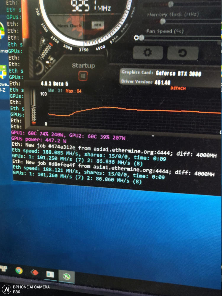 [3] MSI RTX 3080 TRIO X GAMING - Default Hashrate