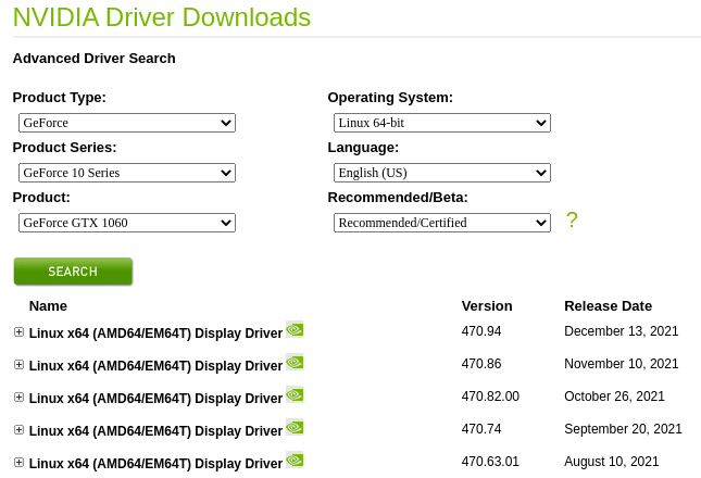 [1] NVIDIA Driver Downloads